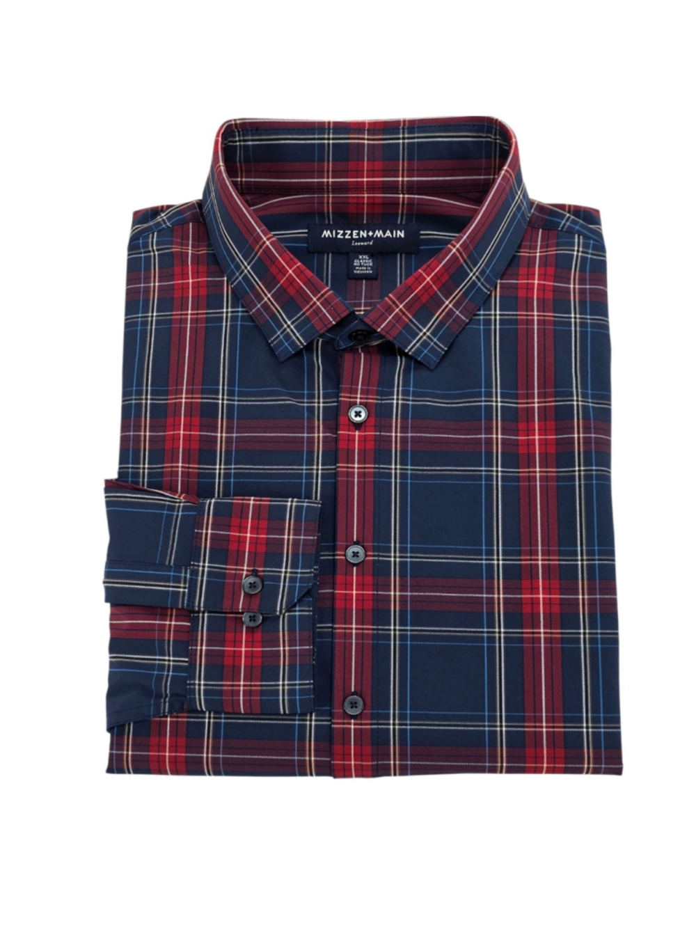 Mizzen+Main Men's Shirt XXL Leeward No Tuck Classic Dress Blues Tartan